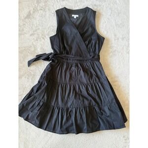 Nine West Sleeveless Dress Tiered Wrap Casual Party Black Size‎ M